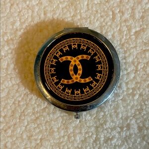 CHANEL Black and Gold Compact Mirror